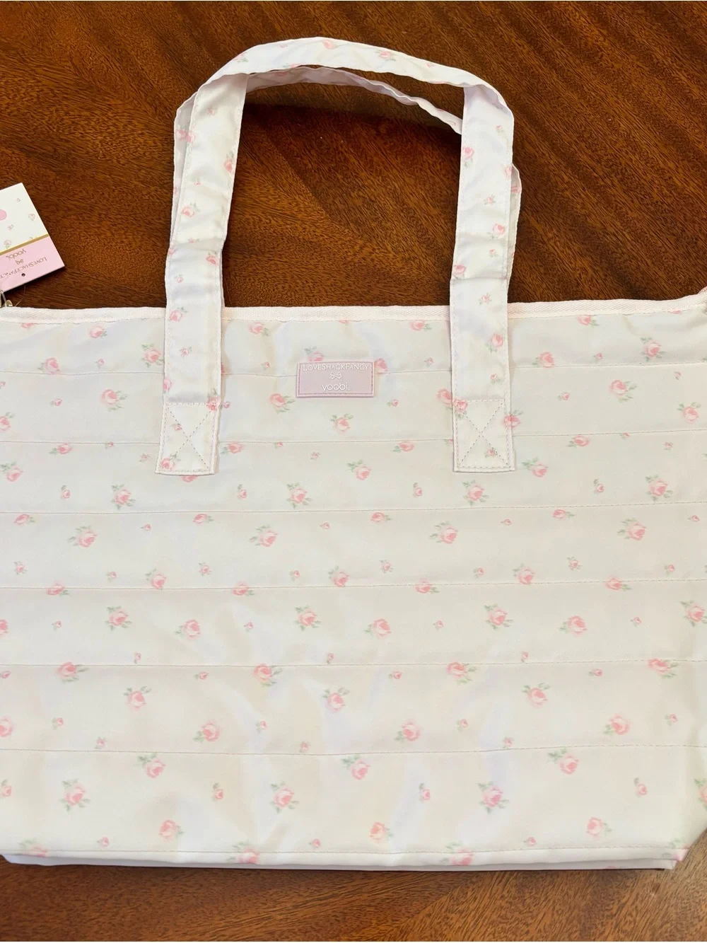 LoveShackFancy Pale Pink Floral Tote Bag